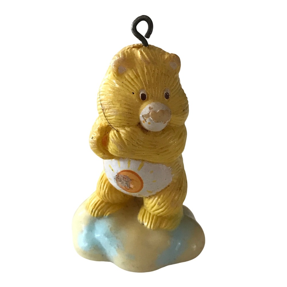 Vintage Care Bears Funshine Bear Miniature Cloud Figurine Ornament Yellow 1980s